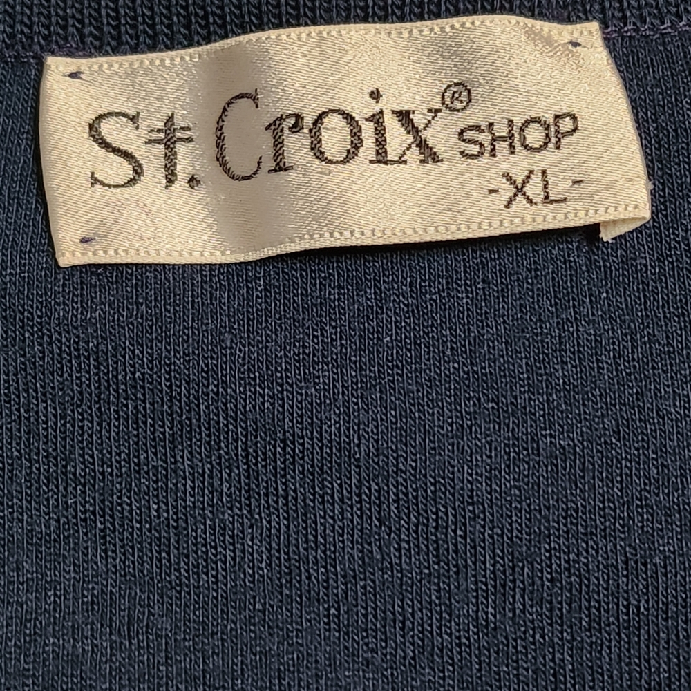 St. Croix Shop Men's Blue 100% Pure Wool Vneck Made in USA Sweatshirt XL E13 - Picture 7 of 7